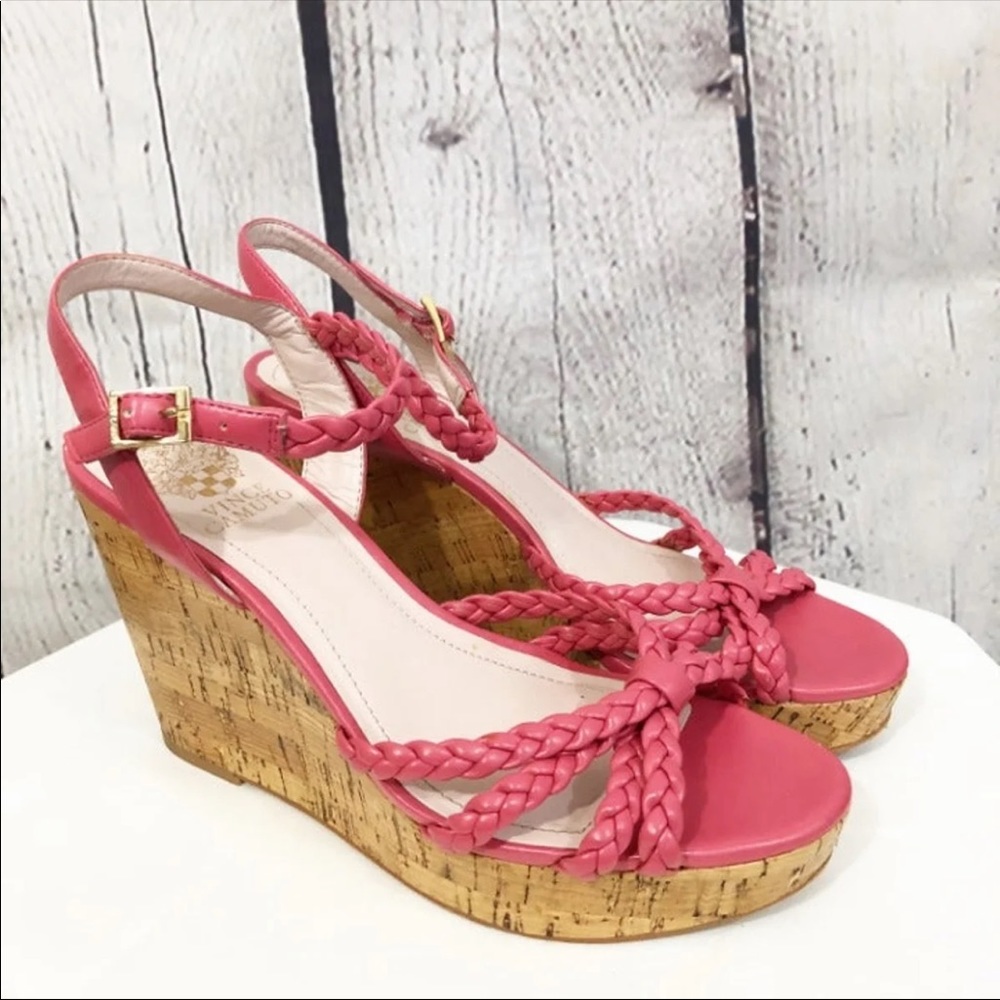 Vince Camuto Braided Wedges, Size 6 - Black, Pink